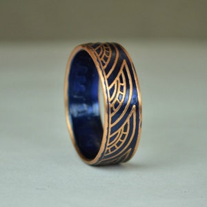 Blue Thai Coin Ring, Wave Ring, Ray Ring, Thailand Coin ring, Coin Art, Thai Art, Thailand art, Blue Ring, Bronze Ring, Coin Ring, Bronze image 1