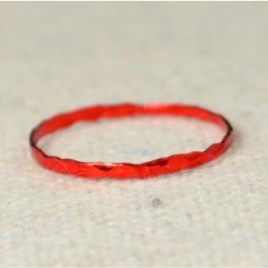 Super Thin Red Silver Stackable Ring(s), Red Ring, Stack Rings, Red Stacking Rings, Red Jewelry, Thin Red Ring, Red, band