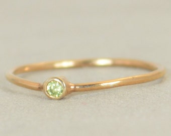 Tiny Peridot Ring, Peridot Ring, Filled Rose Gold, Rose Gold Peridot, August Birthstone, Mother's Ring, Gold Ring, Stacking Ring, Alari