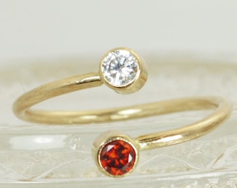 Gold Filled Bypass Ring, Bypass Ring, Wrap Ring, Dual Stone Ring, Couples Ring, two stone ring, mothers ring, mothers jewelry, Unique Ring