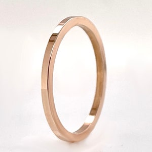 1.25mm Square Rose Gold Ring 10k, 14k, or 18k, Solid Gold, Square Gold Band, Square Gold Ring, Real gold, Minimal Stacking Ring, Rose Gold