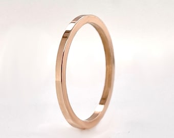 1.25mm Square Rose Gold Ring 10k, 14k, or 18k, Solid Gold, Square Gold Band, Square Gold Ring, Real gold, Minimal Stacking Ring, Rose Gold