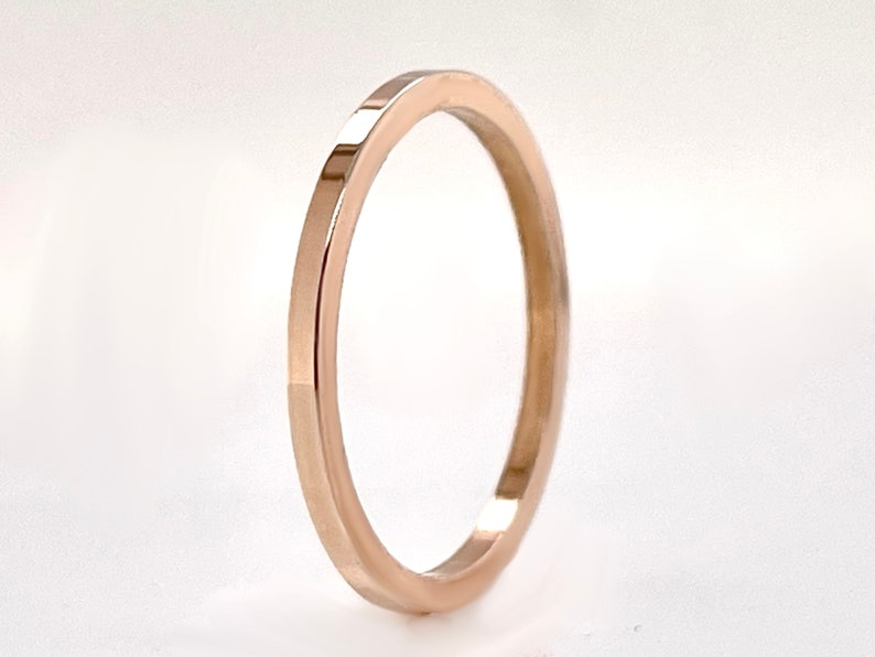 1.25mm Square Rose Gold Ring 10k, 14k, or 18k, Solid Gold, Square Gold Band, Square Gold Ring, Real gold, Minimal Stacking Ring, Rose Gold image 1