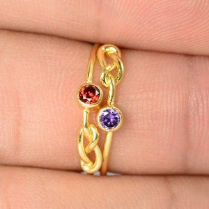 Gold Amethyst Infinity Ring, Gold Filled Ring, Stackable Rings, Mothers Ring, February Birthstone, Gold Infinity Ring, Gold Knot Ring image 2