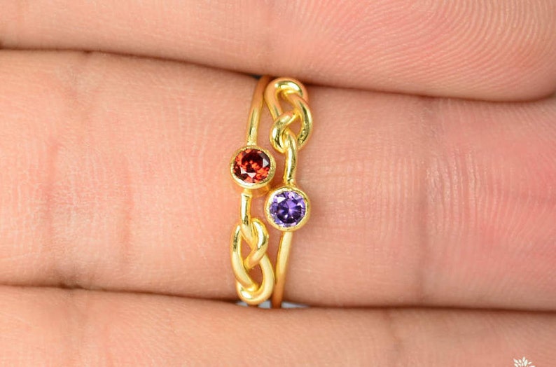 Gold Amethyst Infinity Ring, Gold Filled Ring, Stackable Rings, Mothers Ring, February Birthstone, Gold Infinity Ring, Gold Knot Ring image 2