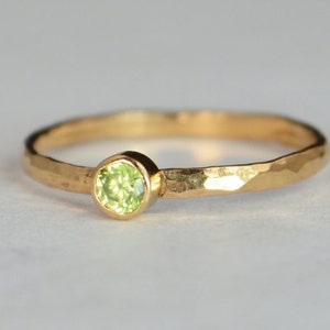 Classic Solid 14k Rose Gold Peridot Ring, 3mm Solitaire, Green Ring, Real Gold, August Birthstone, Mothers Ring, Solid Rose Gold, Band image 1