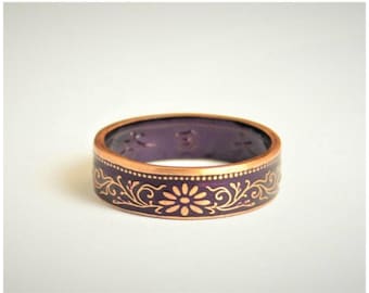 Coin Ring, Purple Ring, Japanese Ring, Coin Ring,  Japanese Coin, Japanese Jewelry, Coin Rings, Japanese Art, Coin Art, Japanese Coin Ring