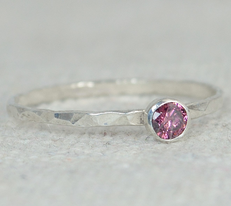 Alexandrite Ring, Thin Silver Ring, Stackable Rings, Mother's Ring, June Birthstone, Skinny Ring, Dainty Alexandrite, Gemstone Ring, Alari image 1