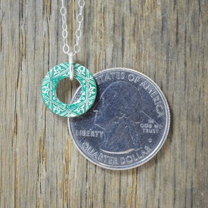 Moroccan Coin Necklace, Green Coin Necklace, Coin Art, Morocco, Silver Coin, Moroccan Art, Boho Necklace, Two-Sided, Coin Charm, Charm image 5