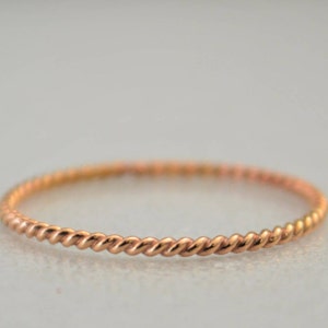 Thin Solid 14k Rose Gold Twist Stackable Rings, Stacking Rings, Dainty Rose Gold Ring, Solid Rose Gold Ring, Rose Gold Rings, Spiral Ring image 2