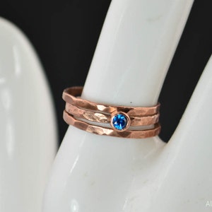 Copper Blue Zircon Ring, Classic Size, Blue Zircon Mother's Ring, Decembers Birthstone Ring, Copper Jewelry, Blue Zircon Ring, Pure Copper image 2