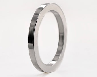 2mm Square Solid Platinum Wedding Band, 950 Platinum Ruthenium , Heavy Platinum Spacer Ring, Rustic Wedding Ring ,Free Engraving