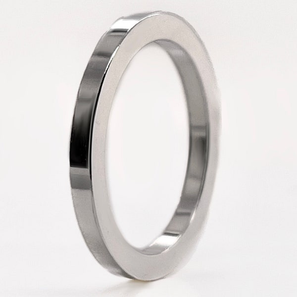 2mm Square Solid Platinum Wedding Band, 950 Platinum Ruthenium , Heavy Platinum Spacer Ring, Rustic Wedding Ring ,Free Engraving