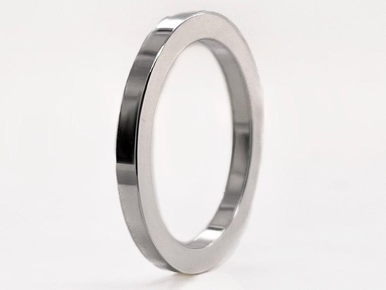 2mm Square Solid Platinum Wedding Band, 950 Platinum Ruthenium , Heavy Platinum Spacer Ring, Rustic Wedding Ring ,Free Engraving image 1