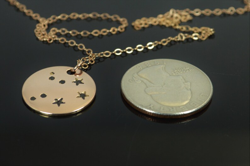 14k Rose Gold Filled Libra Necklace, Libra Necklace, Rose Gold, Libra Constellation, Libra Jewelry, Zodiac Pendant, Libra, Rose Gold image 3