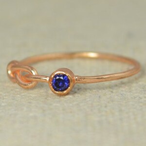 Sapphire Infinity Ring, Rose Gold Filled Ring, Stackable Rings, Mother's Ring, September Birthstone, Rose Gold Ring, Rose Gold Knot Ring image 1