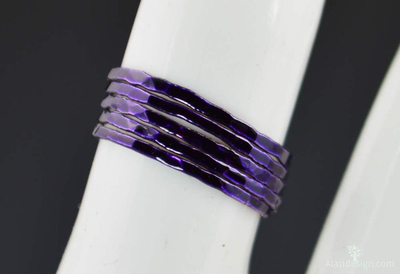 Super Thin Violet Silver Stackable RingsPurple RingPurple image 3