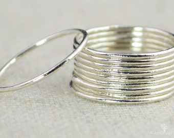 Thin Round Sterling Silver Stackable Ring(s), Stacking Rings, Dainty Silver Ring, Silver Boho Ring, Rustic Silver Rings, Thin Silver Rings