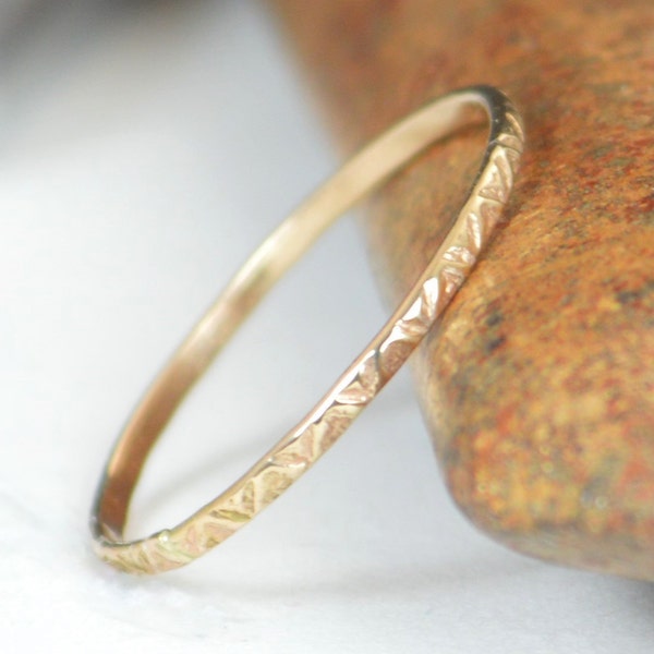 14k Gold Bohemian Ring, Rustic Wedding Ring, Thin Gold Ring, Dainty 14k Gold Ring, Ring, Gold Boho Ring, Rustic Gold Rings, Gold Band, A19