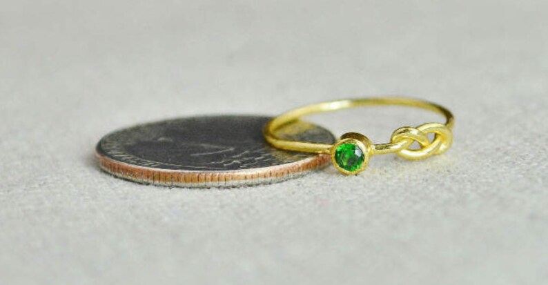 Emerald Infinity Ring, Gold Filled Ring, Stackable Rings, Mother's Ring, May Birthstone, Gold Infinity Ring, Gold Knot Ring image 3