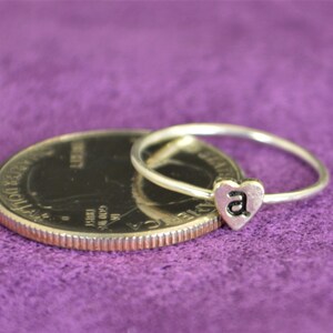 Monogram Heart Ring Initial Heart Ring Silver Heart Ring image 4