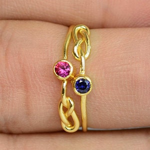 Ruby Infinity Ring, Gold Filled Ring, Stackable Rings, Mother's Ring, July Birthstone Ring, Gold Infinity Ring, Gold Knot Ring image 2