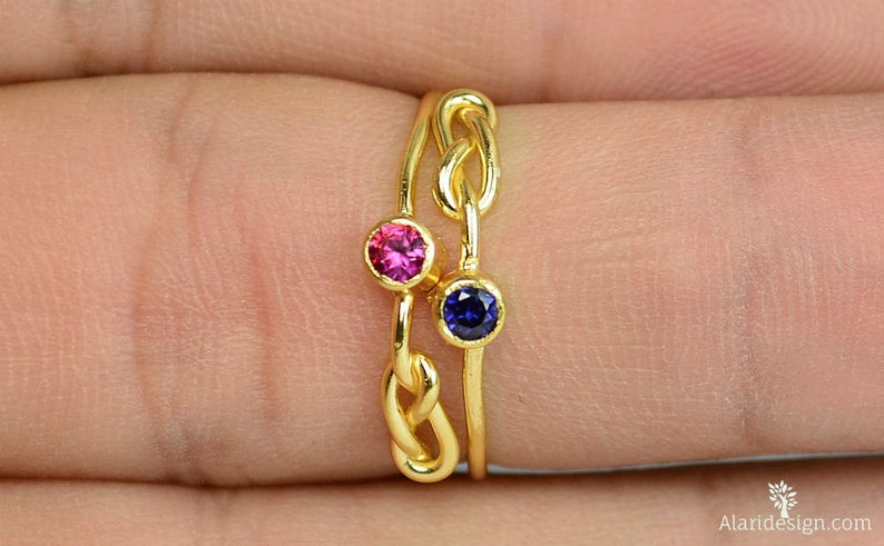 Ruby Infinity Ring, Gold Filled Ring, Stackable Rings, Mother's Ring, July Birthstone Ring, Gold Infinity Ring, Gold Knot Ring image 2