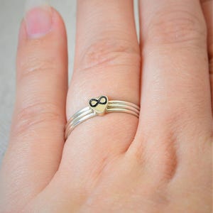 Silver Infinity Ring, Monogram Heart Ring, Silver Heart Ring, Personalized Heart Ring, Sterling Heart Ring, Silver Ring, Monogram Ring image 2