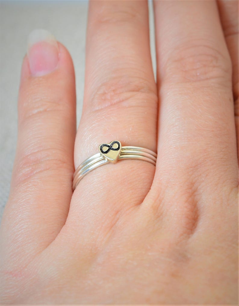 Silver Infinity Ring, Monogram Heart Ring, Silver Heart Ring, Personalized Heart Ring, Sterling Heart Ring, Silver Ring, Monogram Ring image 2