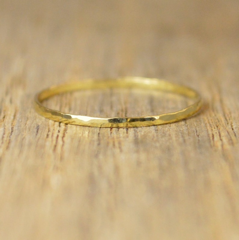 Solid 18k Yellow Gold Super Thin Stacking Ring, Minimal Gold Ring, Yellow Gold Ring, Solid Gold Ring, 18k Gold Ring, Real Gold Ring, Stack image 2