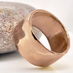 Massive 10mm Wide Solid Rose Gold Hammered Wedding Band, Choose 10k, 14k, or 18k Rose Gold, Rustic Wedding Ring, Heavy Rose Gold Ring image 2