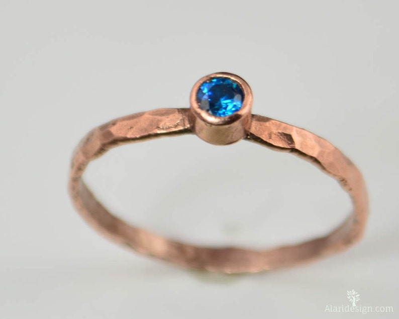 Copper Blue Zircon Ring Classic Size Blue Zircon image 1