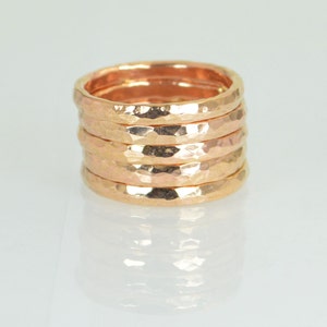 Super Thick Stackable 14k Rose Gold Filled Rings, Stack Ring, Rose Gold Ring, Hammered Ring, Thumb Ring, Alari, Stacking Ring, Simple Ring image 2