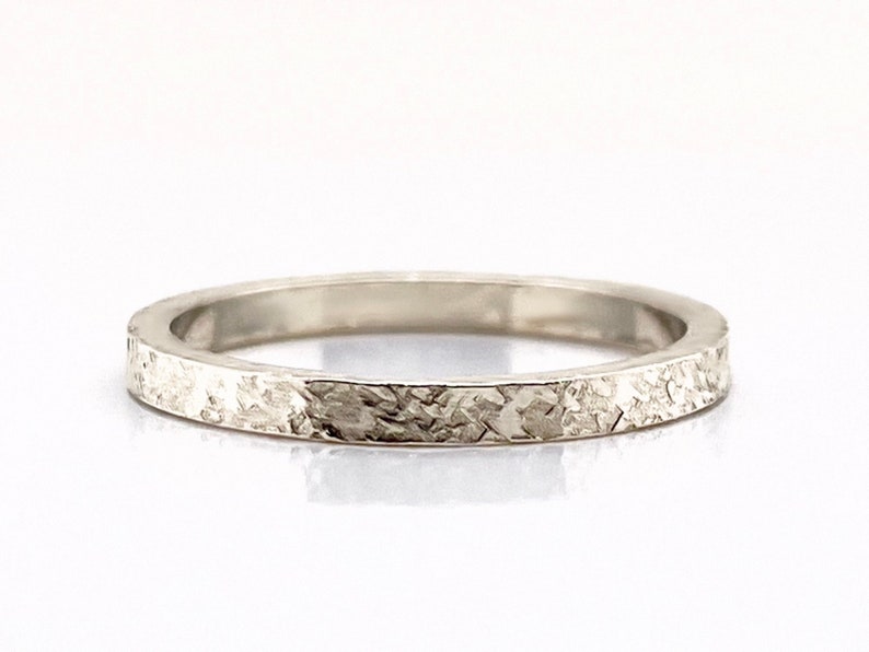 2mm Wide Raw Silk Textured Silver Ring, Sterling Band, minimal wedding band, Danity Band, 925 Silver, Stacking Ring, Boho, Fabric Texture image 1