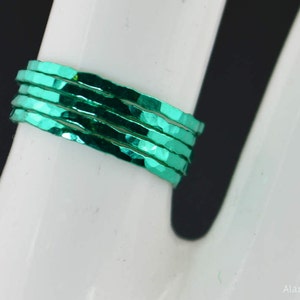 Super Thin Emerald Silver Stackable Rings,Green Ring, Stack Rings, Green Stacking Rings, Green Jewelry, Thin emerald Ring, Emerald Jewelry image 3