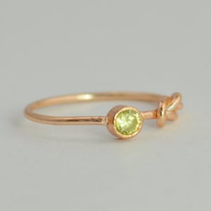 14k Rose Gold Peridot Infinity Ring, 14k Rose Gold, Stackable Rings, Mothers Ring, August Birthstone, Rose Gold Infinity,Rose Gold Knot Ring image 1