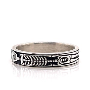Sterling Silver Skeleton Ring, Memento Mori Jewelry, Mourning Ring, goth band, memorial ring, Free Inside Ring Engraving image 3