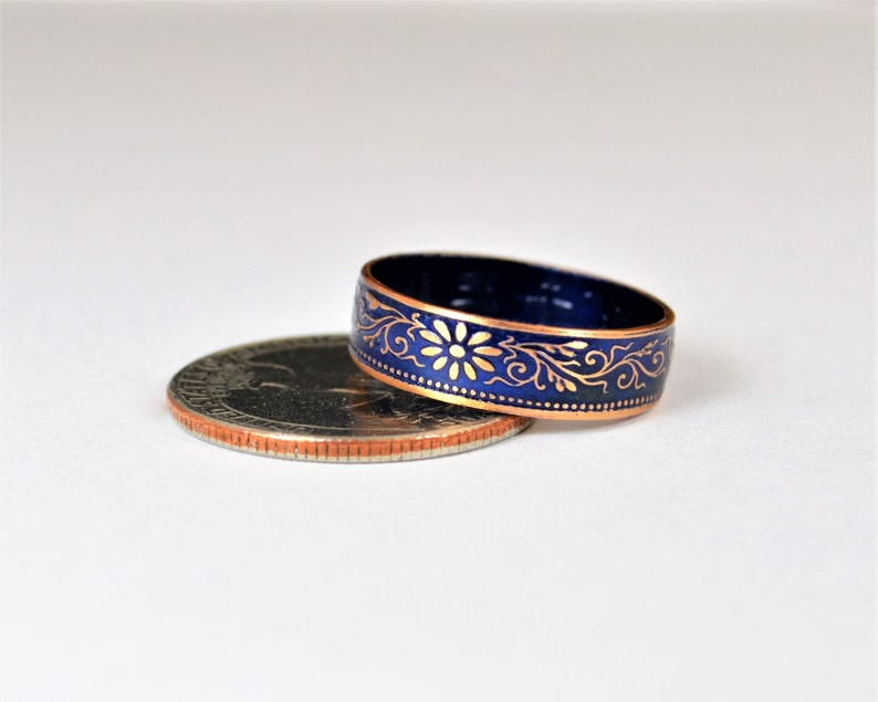 Coin Ring, Japanese Coin Ring, Coin Ring, Bronze Ring, Blue Ring, Japanese Jewelry, Coin Rings, Japanese Art, Coin Art, Japanese Ring image 4