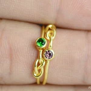 Emerald Infinity Ring, Gold Filled Ring, Stackable Rings, Mother's Ring, May Birthstone, Gold Infinity Ring, Gold Knot Ring image 2