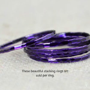 Super Thin Violet Silver Stackable Rings,Purple Ring,Purple Stacking Rings,Purple Jewelry, Thin Violet Ring, Purple Accessory, Violet Ring image 1