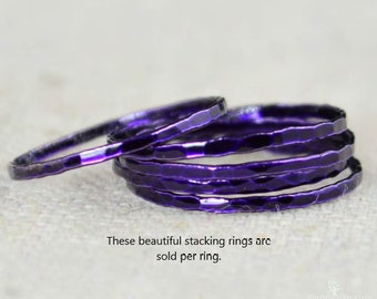 Super Thin Violet Silver Stackable Ring(s),Purple Ring,Purple Stacking Rings,Purple Jewelry, Thin Violet Ring, Purple Accessory, Violet Ring