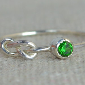 Emerald Infinity Ring, Sterling Silver, Stackable Rings, Mother's Ring, May Birthstone, Infinity Ring, Silver Emerald Ring image 1