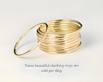 Thin Round Gold Stackable Ring, 14k Gold Filled, Stacking Rings, Dainty Gold Ring, Tiny Ring, Skinny Ring, Gold Filled Ring, Thin Gold Ring