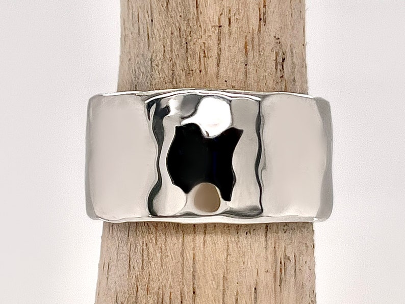 Massive 11mm Wide Solid White Gold Hammered Wedding Band, Choose 10k, 14k,or 18k White gold, Rustic Wedding Ring, Heavy White Gold Ring image 4