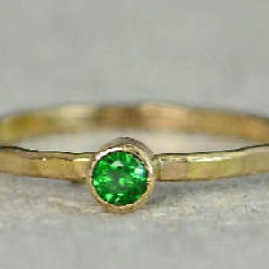 Classic 14k Gold Filled Emerald Ring, Gold Solitaire, Solitaire Ring, 14k Gold Filled, May Birthstone, Mother's Ring, Gold Band, Yellow image 1