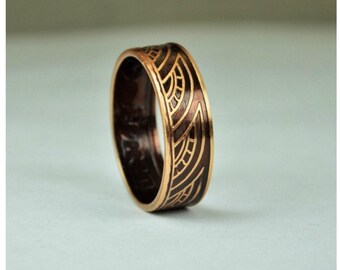 Brown Thai Coin Ring, Wave Ring, Ray Ring, Thailand Coin ring, Coin Art, Thai Art, Thailand art, Brown Ring, Bronze Ring, Coin Ring, Bronze
