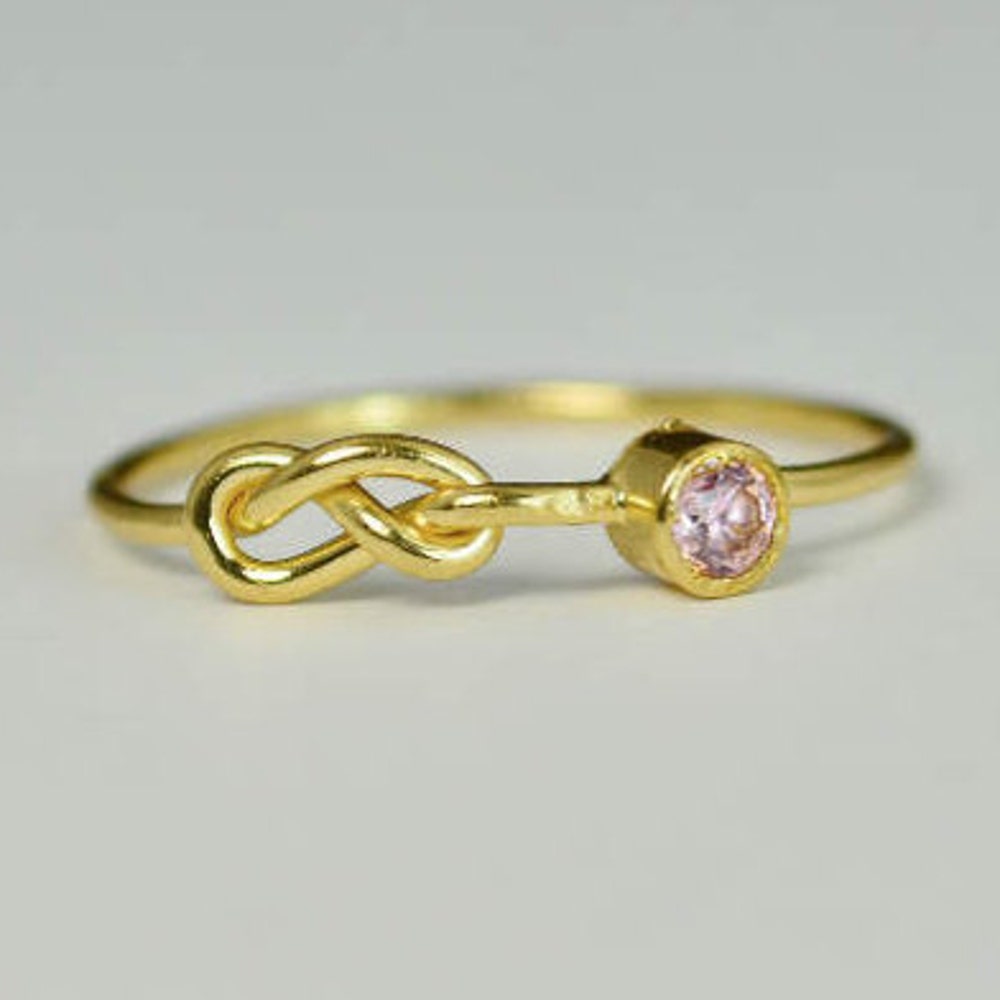 14k Gold Pink Tourmaline Infinity Ring 14k Gold Ring image 0