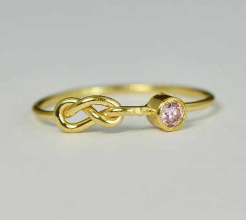 14k Gold Pink Tourmaline Infinity Ring 14k Gold Ring image 1