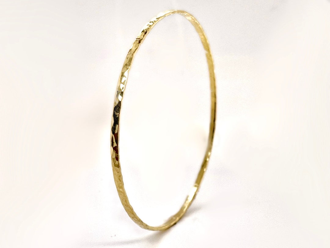 Classic 14k Gold Filled Hammered Bangle, Textured Bangle, Gold Bangle