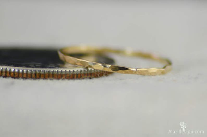 Set of 10 Super Thin 14k Gold Stackable Rings, 14k Gold Filled, Stacking Rings, Simple Gold Ring, Hammered Gold Rings, Dainty Gold Ring image 4